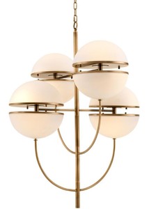 Casa Padrino lustre de luxe en laiton antique / blanc Ø 81 x H. 107 cm - Qualité de Luxe