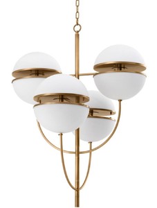 Casa Padrino Luxus Kronleuchter Antik Messing / Weiß Ø 81 x H. 107 cm - Luxus Qualität