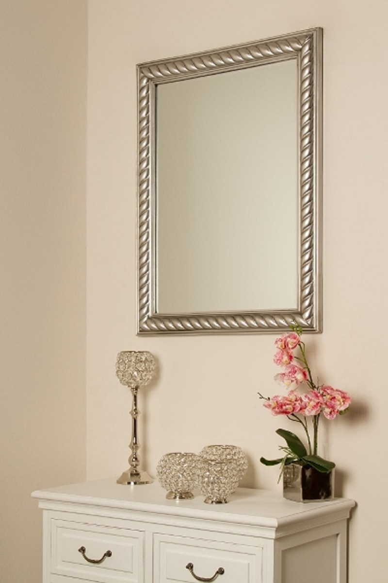 Casa Padrino Espejo / Espejo de Pared Barroco Plata Antiguo 62 x H. 82 cm - Muebles de Estilo Barroco Casa Padrino Espejo / Espejo de Pared Barroco Plata Antiguo 62 x H. 82 cm - Muebles de Estilo Barroco