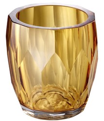 Casa Padrino luxury decorative glass vase yellow Ø 12 x H. 14 cm - Luxury Quality