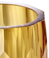 Casa Padrino luxury decorative glass vase yellow Ø 12 x H. 14 cm - Luxury Quality