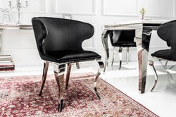 Chaise de salle à manger design Casa Padrino argent / noir 61 x 60 x H.79 cm - Mobilier de salle à manger