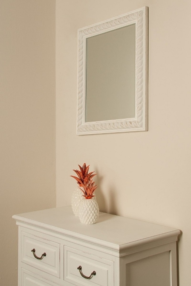 Casa Padrino specchio da parete barocco bianco antico / oro 52 x H. 62 cm - Specchio Barocco Casa Padrino specchio da parete barocco bianco antico / oro 52 x H. 62 cm - Specchio Barocco