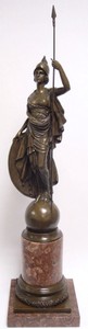 Casa Padrino Statua in Bronzo di Lusso Athena Giustiniani Bronzo / Rosso 25,5 x H. 105,5 cm - Magnifica Decorazione con Base in Marmo