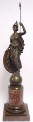 Casa Padrino Statua in Bronzo di Lusso Athena Giustiniani Bronzo / Rosso 25,5 x H. 105,5 cm - Magnifica Decorazione con Base in Marmo