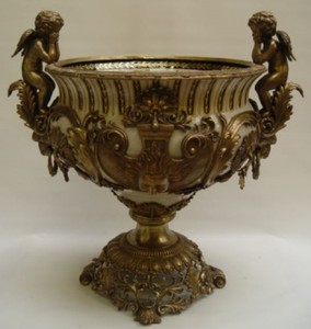 Casa Padrino Baroque Plant Pot Antique Brass / Multicolor H. 60 cm - Magnificent Flower Pot
