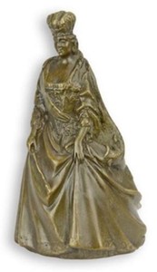 Casa Padrino Campana de Mesa Art Nouveau La Reina Bronce / Oro 5,9 x 5,2 x H. 9,4 cm - Campana de Servicio Campana de Bronce - Accesorios de Hostelería