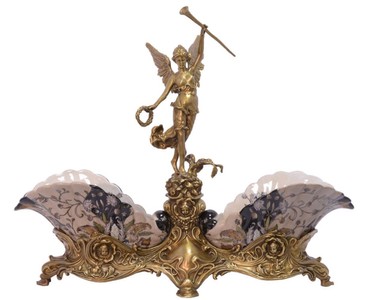 Casa Padrino Shell Art Nouveau Multicolore / Ottone 56,5 x 19 x H. 46,5 cm - Accessori Decorativi Barocco e Art Nouveau