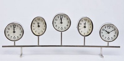 Casa Padrino luxury table clock silver 64 x 6 x H. 24 cm - Decorative Brass Clock