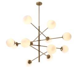 Casa Padrino lustre de luxe laiton antique / blanc Ø 122 x H. 69 cm - Qualité de Luxe