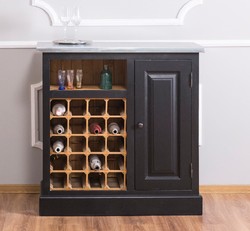 Casa Padrino Landhausstil Weinschrank Schwarz / Naturfarben / Silber casa padrino landhausstil massivholz kiefernholz weinschrank mit tür und verzinkter platte wohnzimmer hotel restaurant club bar büro möbel
