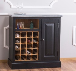 Casa Padrino Landhausstil Weinschrank Schwarz / Naturfarben / Silber casa padrino landhausstil massivholz kiefernholz weinschrank mit tür und verzinkter platte wohnzimmer hotel restaurant club bar büro möbel