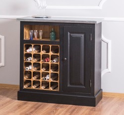 Casa Padrino Landhausstil Weinschrank Schwarz / Naturfarben / Silber casa padrino landhausstil massivholz kiefernholz weinschrank mit tür und verzinkter platte wohnzimmer hotel restaurant club bar büro möbel