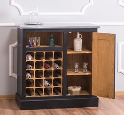 Casa Padrino Landhausstil Weinschrank Schwarz / Naturfarben / Silber casa padrino landhausstil massivholz kiefernholz weinschrank mit tür und verzinkter platte wohnzimmer hotel restaurant club bar büro möbel