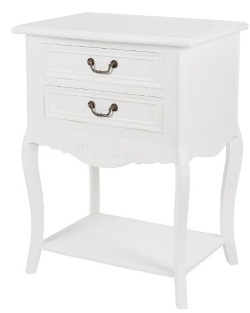 Casa Padrino table d'appoint de style campagnard avec 2 tiroirs Shabby Chic blanc antique 55 x 40 x H. 73 cm - Mobilier de Style Campagnard Casa Padrino table d'appoint de style campagnard avec 2 tiroirs Shabby Chic blanc antique 55 x 40 x H. 73 cm - Mobilier de Style Campagnard