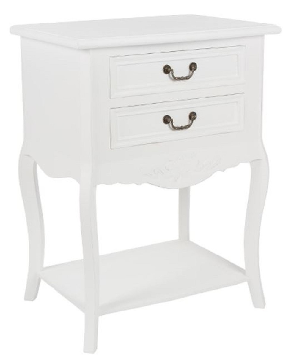 Casa Padrino table d'appoint de style campagnard avec 2 tiroirs Shabby Chic blanc antique 55 x 40 x H. 73 cm - Mobilier de Style Campagnard Casa Padrino table d'appoint de style campagnard avec 2 tiroirs Shabby Chic blanc antique 55 x 40 x H. 73 cm - Mobilier de Style Campagnard