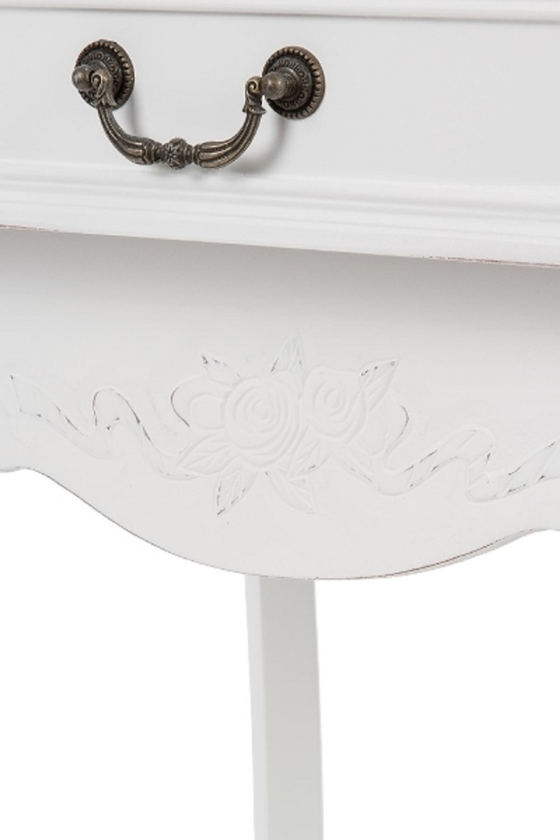 Casa Padrino table d'appoint de style campagnard avec 2 tiroirs Shabby Chic blanc antique 55 x 40 x H. 73 cm - Mobilier de Style Campagnard Casa Padrino table d'appoint de style campagnard avec 2 tiroirs Shabby Chic blanc antique 55 x 40 x H. 73 cm - Mobilier de Style Campagnard