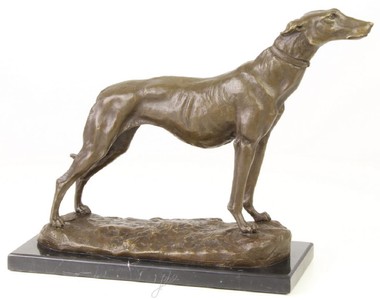 Casa Padrino figure de luxe en bronze levrette avec socle en marbre bronze / or / noir H. 24,5 cm - Figurine de Décoration de Luxe