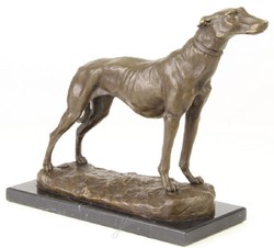 Casa Padrino luxury bronze figure greyhound with marble base bronze / gold / black H. 24.5 cm - Luxury Decoration Figure