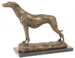 Casa Padrino luxury bronze figure greyhound with marble base bronze / gold / black H. 24.5 cm - Luxury Decoration Figure
