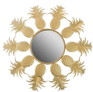 Casa Padrino espejo / espejo de pared de diseño en diseño de piña oro Ø 50 cm - Muebles de Diseño Casa Padrino espejo / espejo de pared de diseño en diseño de piña oro Ø 50 cm - Muebles de Diseño