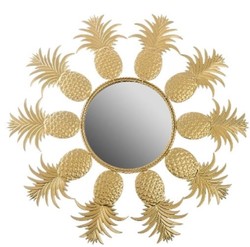 Casa Padrino espejo / espejo de pared de diseño en diseño de piña oro Ø 50 cm - Muebles de Diseño Casa Padrino espejo / espejo de pared de diseño en diseño de piña oro Ø 50 cm - Muebles de Diseño