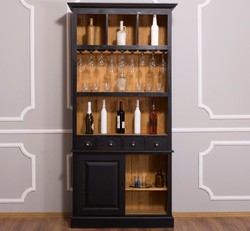 Casa Padrino Country Style Wine Cabinet Black / Natural 103 x 36 x H. 210 cm - Bar Cabinet in Country House Style Casa Padrino Country Style Wine Cabinet Black / Natural 103 x 36 x H. 210 cm - Bar Cabinet in Country House Style