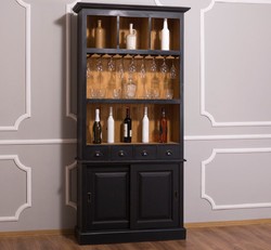 Casa Padrino Country Style Wine Cabinet Black / Natural 103 x 36 x H. 210 cm - Bar Cabinet in Country House Style Casa Padrino Country Style Wine Cabinet Black / Natural 103 x 36 x H. 210 cm - Bar Cabinet in Country House Style