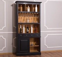 Casa Padrino Country Style Wine Cabinet Black / Natural 103 x 36 x H. 210 cm - Bar Cabinet in Country House Style Casa Padrino Country Style Wine Cabinet Black / Natural 103 x 36 x H. 210 cm - Bar Cabinet in Country House Style