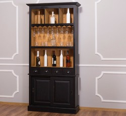 Casa Padrino Country Style Wine Cabinet Black / Natural 103 x 36 x H. 210 cm - Bar Cabinet in Country House Style Casa Padrino Country Style Wine Cabinet Black / Natural 103 x 36 x H. 210 cm - Bar Cabinet in Country House Style
