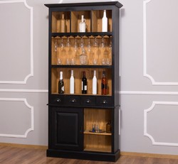 Casa Padrino Country Style Wine Cabinet Black / Natural 103 x 36 x H. 210 cm - Bar Cabinet in Country House Style Casa Padrino Country Style Wine Cabinet Black / Natural 103 x 36 x H. 210 cm - Bar Cabinet in Country House Style