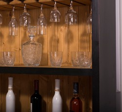 Casa Padrino Country Style Wine Cabinet Black / Natural 103 x 36 x H. 210 cm - Bar Cabinet in Country House Style Casa Padrino Country Style Wine Cabinet Black / Natural 103 x 36 x H. 210 cm - Bar Cabinet in Country House Style