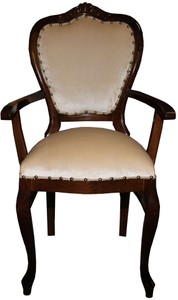 Chaise de Luxe Baroque Casa Padrino avec Accoudoirs Marron / crème - Chaise de Coiffeuse pour Dames - Edition Limitée Chaise de Luxe Baroque Casa Padrino avec Accoudoirs Marron / crème - Chaise de Coiffeuse pour Dames - Edition Limitée