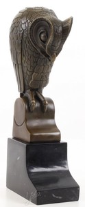 Casa Padrino diseñador bronce escultura búho bronce / negro 11 x 6,7 x H. 25,3 cm - Figura de Decoración de Lujo