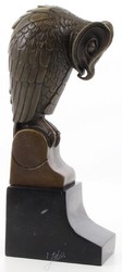 Casa Padrino designer bronzo scultura gufo bronzo / nero 11 x 6,7 x H. 25,3 cm - Figura di Decorazione di Lusso