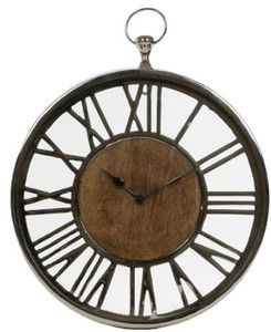 Casa Padrino orologio da parete di lusso nel design di un antico orologio da taschino in argento / naturale Ø 45 cm - Orologio Rotondo Decorativo con Quadrante di Legno non Trattato Casa Padrino orologio da parete di lusso nel design di un antico orologio da taschino in argento / naturale Ø 45 cm - Orologio Rotondo Decorativo con Quadrante di Legno non Trattato