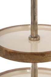 Casa Padrino etagere luxe argent / blanc / naturel Ø 30 x H. 57 cm - Petit bol de service décoratif à 3 étages avec poignée Casa Padrino etagere luxe argent / blanc / naturel Ø 30 x H. 57 cm - Petit bol de service décoratif à 3 étages avec poignée