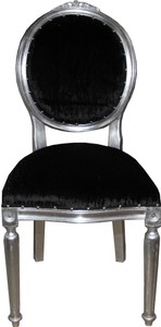Casa Padrino Barock Esszimmer Stuhl Schwarz Silber Baroque Dining Chair Black Silver Casa Padrino Barock Esszimmer Stuhl Schwarz Silber Baroque Dining Chair Black Silver