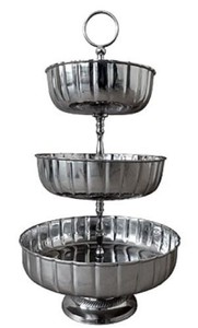 Casa Padrino etagere de lujo 3 niveles con asa plata Ø 28 x H. 52 cm - Accesorios para Hoteles y Restaurantes
