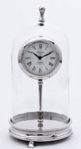 Casa Padrino luxury table clock silver H. 46 cm - Decorative Brass Clock