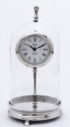 Casa Padrino horloge de table de luxe argent H. 46 cm - Horloge Décorative en Laiton