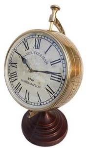 Casa Padrino luxury table clock globe brass 30 x 26 x H. 42 cm - Luxury Decoration