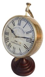 Casa Padrino luxury table clock globe brass 30 x 26 x H. 42 cm - Luxury Decoration