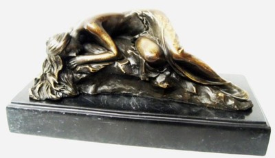 Casa Padrino sculpture en bronze de luxe la belle au bois dormant bronze / or / noir 21,5 cm - Figurine Déco avec Socle en Marbre