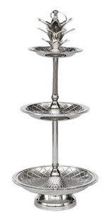 Casa Padrino etagere de lujo piña de 3 niveles plata Ø 26 x H. 59 cm - Accesorios de Gastronomía
