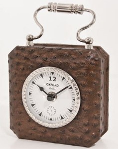 Casa Padrino Luxury Table Clock Brown / Silver 7.5 x H. 7.5 cm - Decorative Clock in Handbag Design