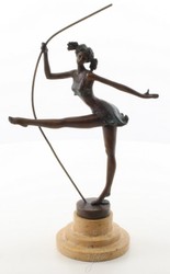 Casa Padrino luxury bronze sculpture ballerina bronze / beige 20.3 x 10.2 x H. 30 cm - Deco Bronze Figure with Natural Stone Bbase