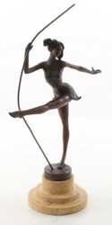 Casa Padrino luxury bronze sculpture ballerina bronze / beige 20.3 x 10.2 x H. 30 cm - Deco Bronze Figure with Natural Stone Bbase