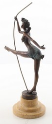 Casa Padrino luxury bronze sculpture ballerina bronze / beige 20.3 x 10.2 x H. 30 cm - Deco Bronze Figure with Natural Stone Bbase