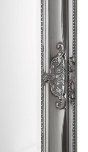 Casa Padrino Barock Standspiegel Silber 50 x H. 180 cm - Handgefertigter Spiegel mit Holzrahmen & wunderschönen Verzierungen